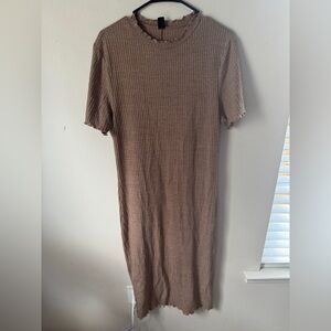 Brown Rib-knit Dress